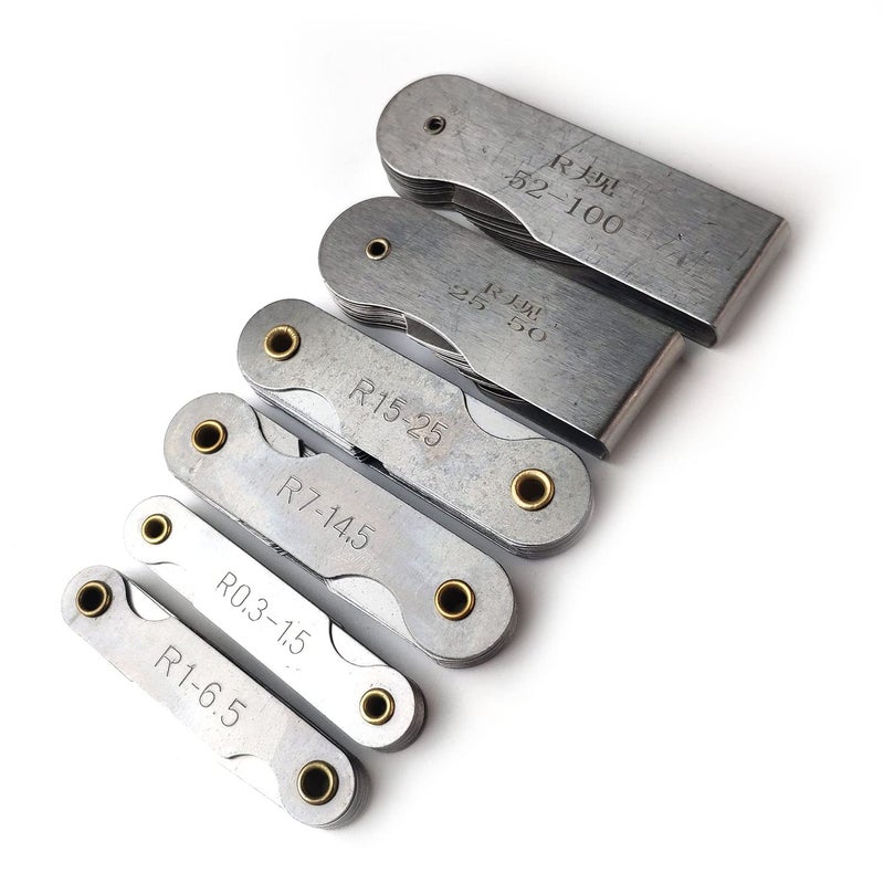 JENSWILL 6 Pack R0.3-1.5/ R1-6.5/ R7-14.5/ R15-25/ R25-50/ R52-100 Radius Gauge Set, Stainless Steel Radius Fillet Gage Portable Concave Convex Measuring Tool for Tool and Die Makers Check - Image 3